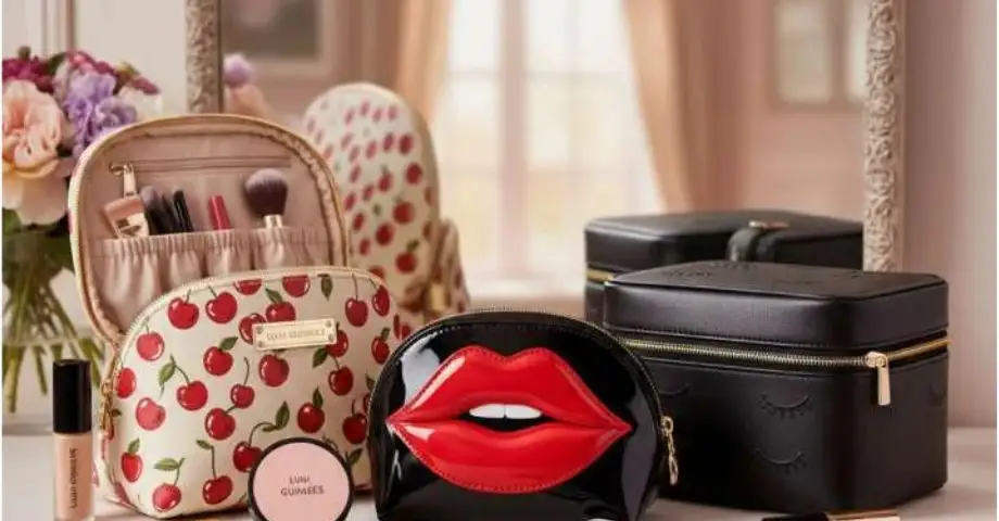 lulu guinness makeup bag designer cosmetic bag with lipstick design