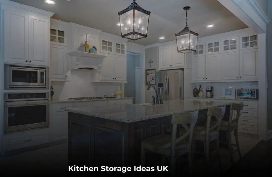 kitchen storage ideas UK with smart space saving solutions and organised layout