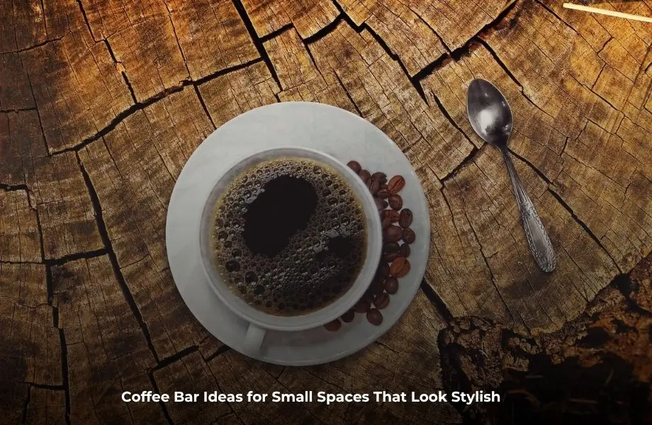 Stylish coffee bar ideas small spaces setup in a cozy modern kitchen