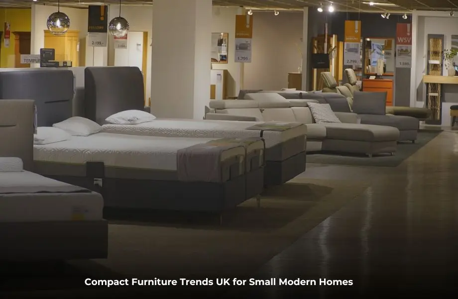 compact furniture trends UK in a stylish modern small living room