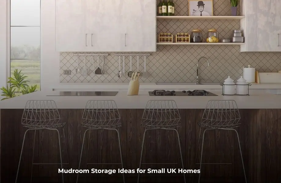 mudroom storage ideas for small UK homes with bench and hooks