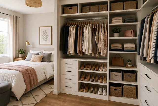 Closet organisation ideas bedroom with smart wardrobe storage and shelving solutions