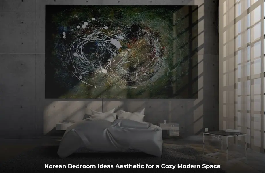 Korean bedroom ideas aesthetic featuring a cozy minimalist bedroom with soft lighting and neutral decor