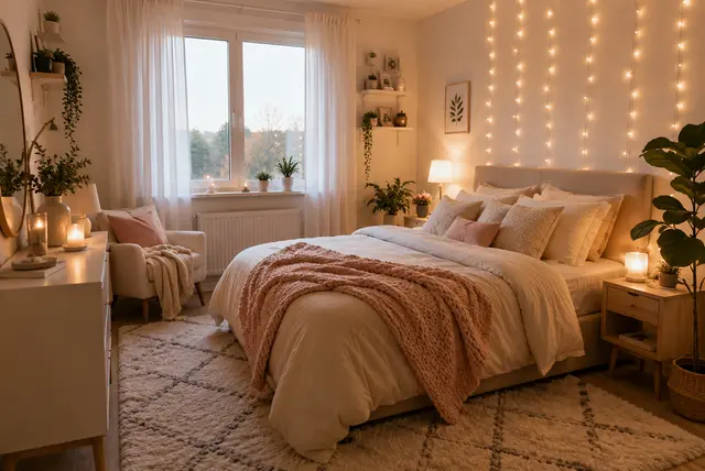Pinterest Bedroom Ideas Aesthetic featuring a cozy modern bedroom with stylish decor and warm lighting