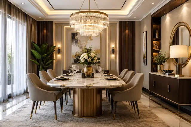 luxury dining room ideas elegant interior design with chandelier and marble table