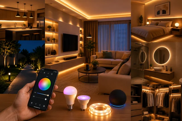 Smart lighting ideas home featuring smart LED lights and automated lighting setup
