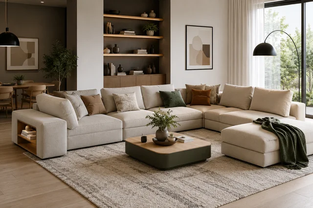 Modern living room featuring modular sofa ideas with a customizable sectional sofa layout