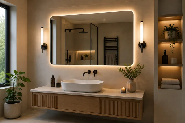 Bathroom mirror lighting ideas with modern LED vanity lights
